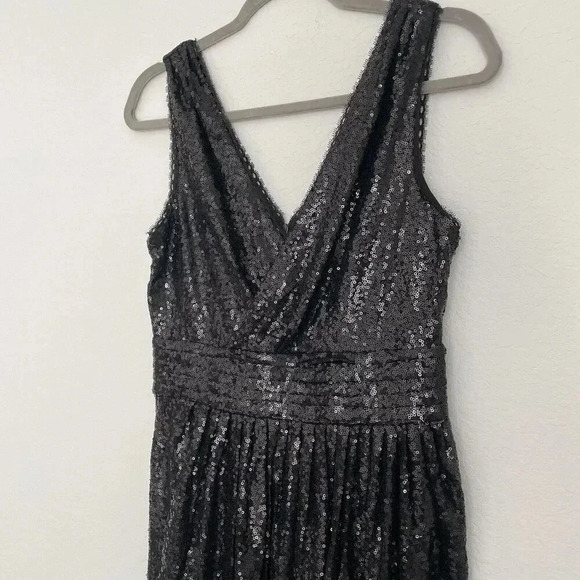 Kate Kasin Sequin Formal Cocktail Party Evening Maxi Dress Black Size 6 - Picture 4 of 13